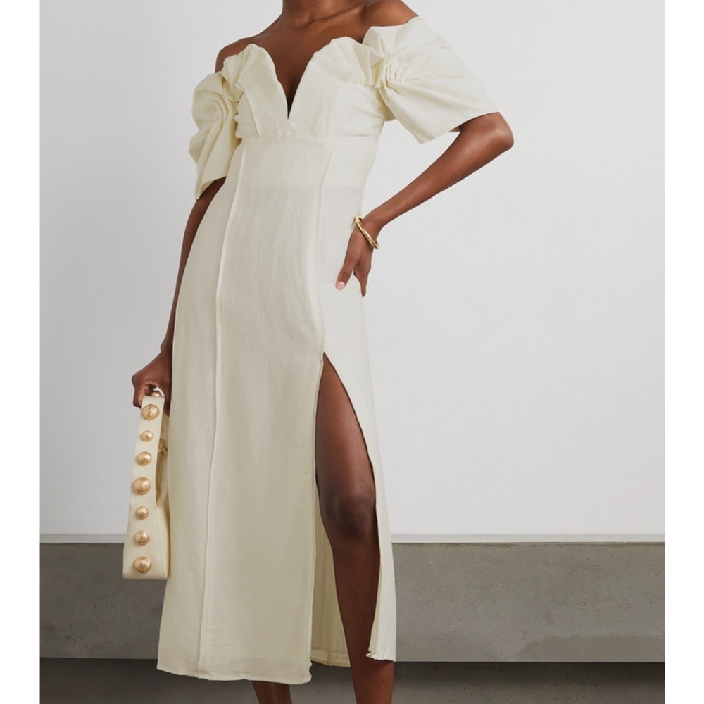 Cult Gaia Cream Off-Shoulder Midi Dress NWT